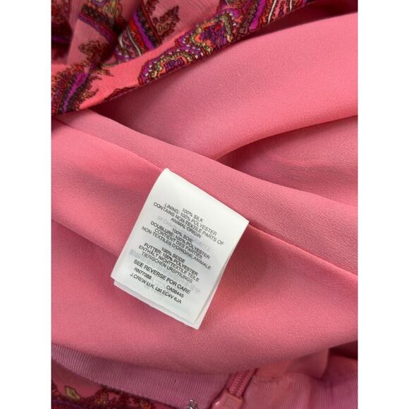J. Crew Women's Barbie Pink 100% Silk Artsy Career Paisley Skirt Size 2 pleated - Picture 7 of 10